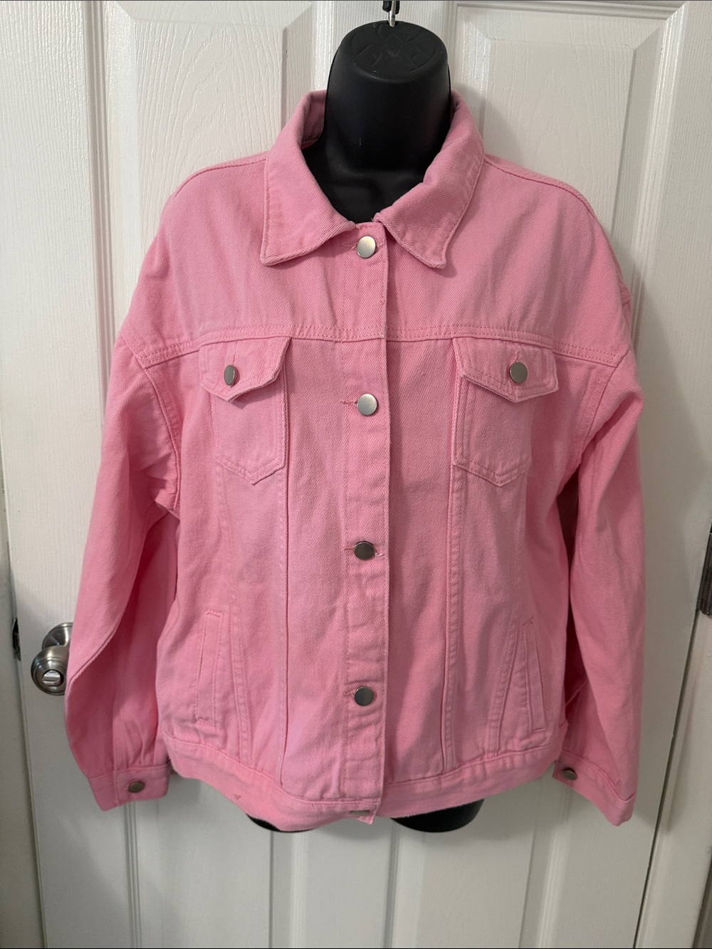 Pink Denim Trucker Jacket - Women's Casual Button-Up